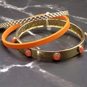 Inc International Concepts Bangle Bracelets Gold Tone 3 Pc Set Coral Orange